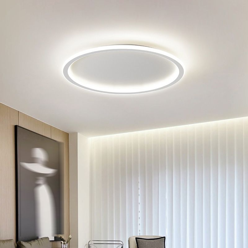 Round Shape Flush Mount Ceiling Light Fixture Modern Flush Mount in White Finish