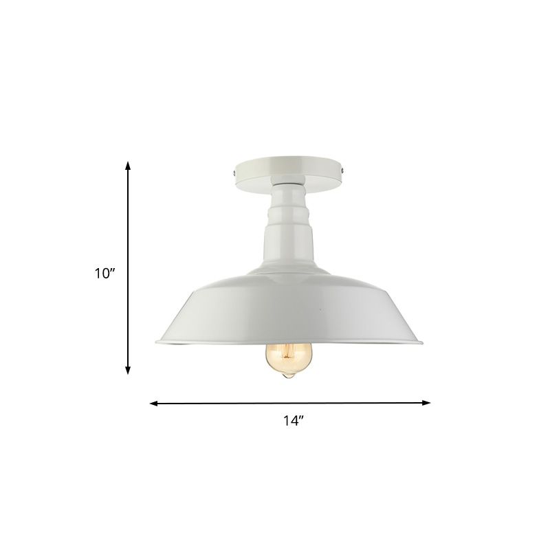 10"/14"/18" Dia Barn Dining Room Ceiling Light Fixture Vintage Style Iron 1 Light Black/White Semi Flush Ceiling Light