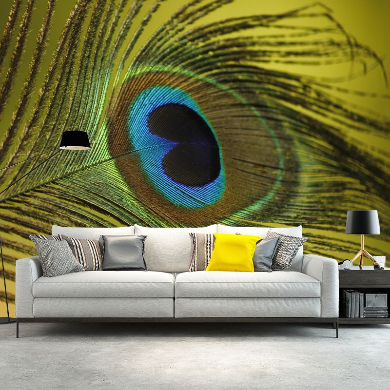 Peacock Feather Wall Mural Wallpaper Stain Resistant Wall Decor for Sleeping Room