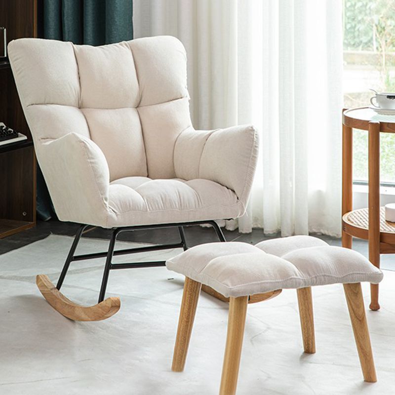 Modern Rocker Chair Upholstered Dark Legs Glider Button-Tufted