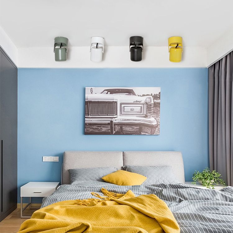 Luz empotrada cilíndrica giratoria estilo macarrón LED con pantalla de metal para dormitorio