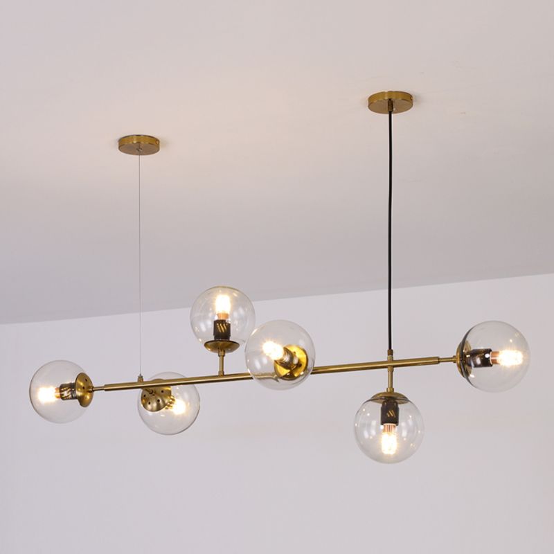 Nordic Style Hanging Lamp Strip Shape Island Light Fixture with Glass Shade for Bedroom