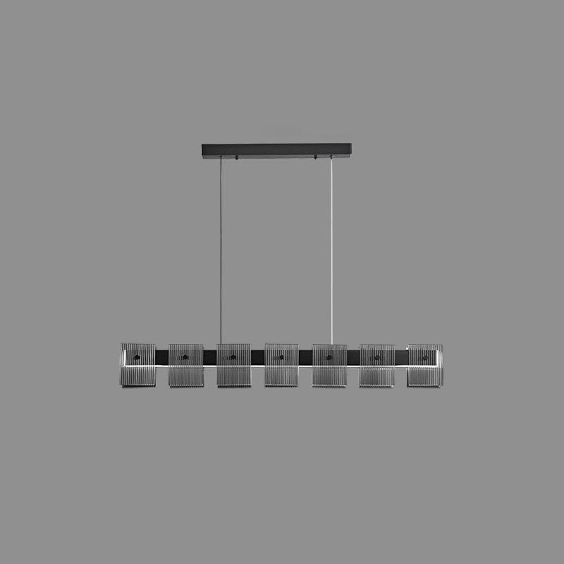 Modern Luxury LED Pendant Light Rectangular Glass Hanging Lamp for Dining Room