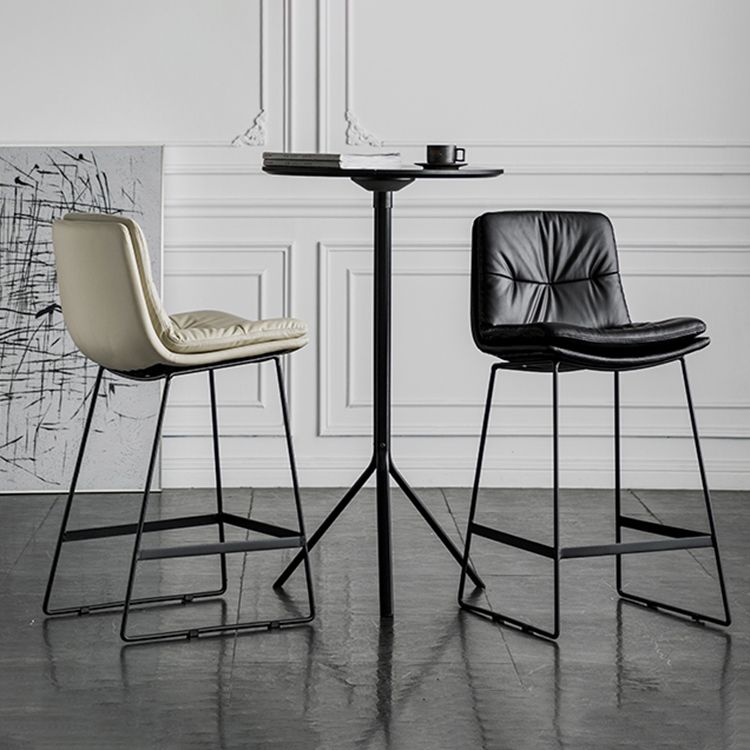 Scandinavian Low Back Home Stool Matte Finish Upholstered Bar Stools