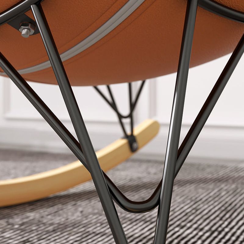 Simple Faux Leather Rocker Chair Plain Rocking Chair with Removable Cushions