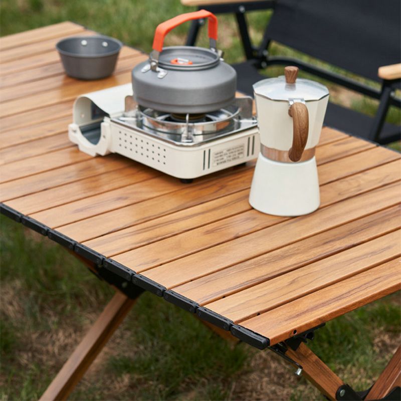 Metal Rectangle Camping Table 17.32" High Rustic Brown Foldable Table