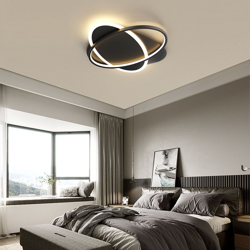 Plafonnier LED ovale minimaliste moderne en fer forgé avec abat-jour en acrylique