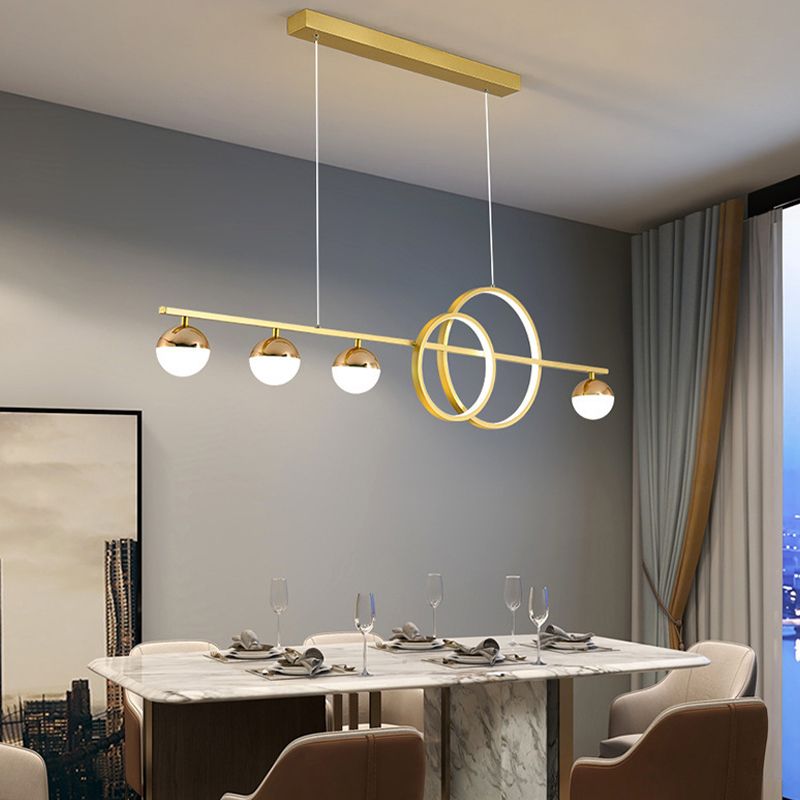 6-Light Golden/Black Ceiling Light LED Kitchen Island Lighting for Dining Table