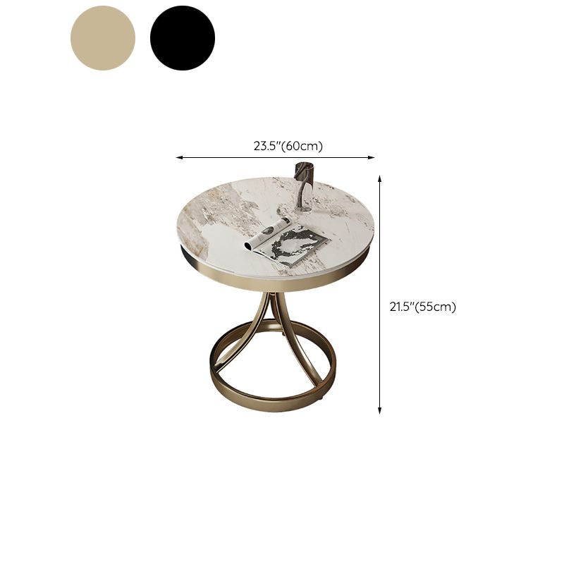 Contemporary 21.65" Tall Round Slate Top Side Table Pedestal End Table