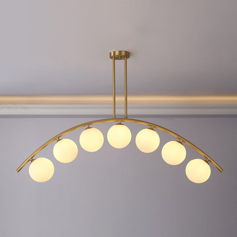 Modern Style Global Shape Island Lights Glass 3/7/9 Lights Pendant Light in Gold