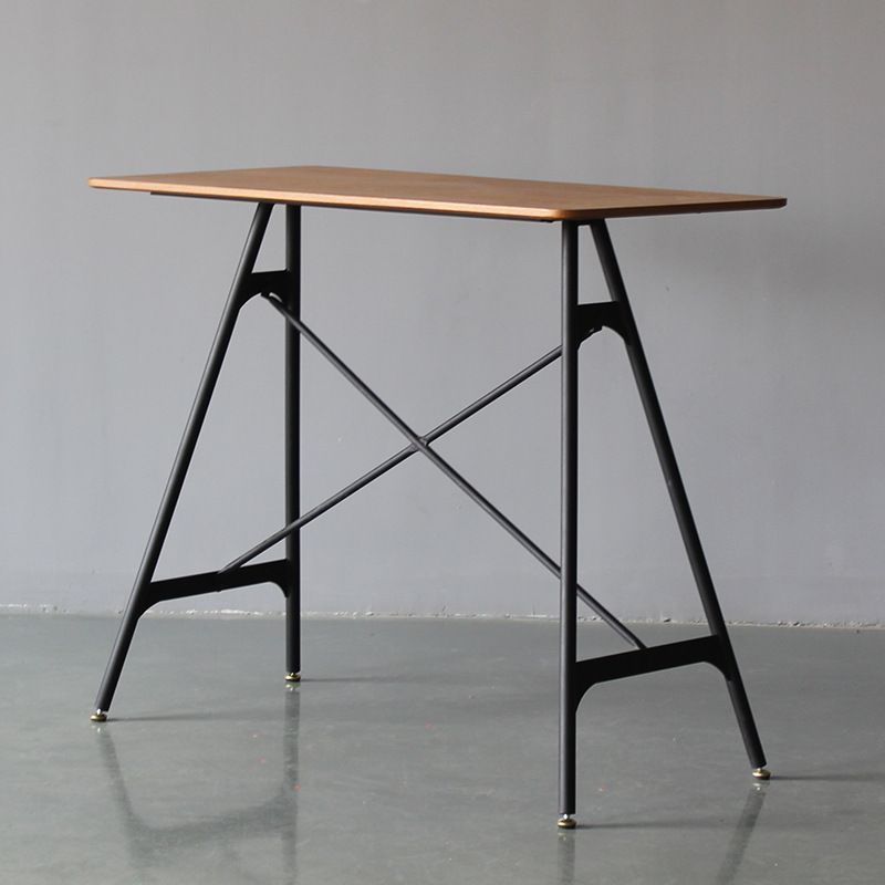 Modern Rectangle Bar Counter Table Wooden Dining Table with Metal Legs
