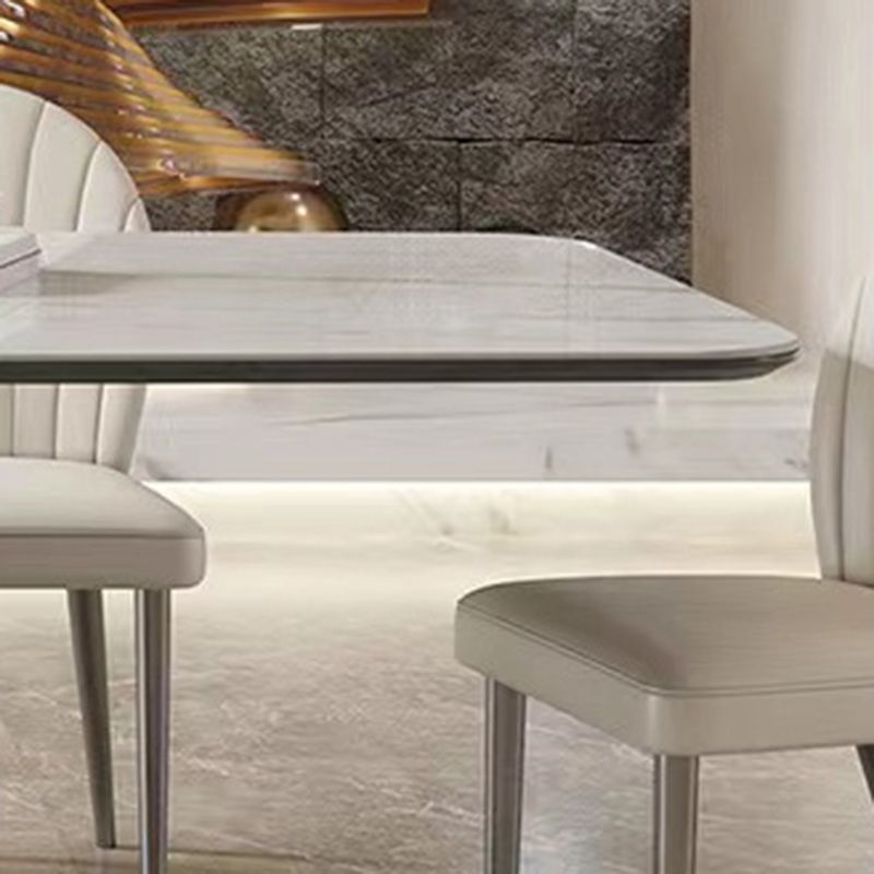 Modern Rectangle Dining Table Sintered Stone Table with Metal Legs for Home