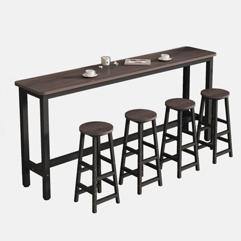 Modern Rectangle Wood Bar Table 2/3/4/5 Pieces Bar Table Set for Cafe