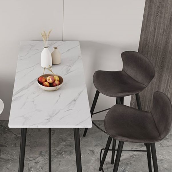 Modern Bar Table Set 1/2/3 Pieces Stone Rectangle Bar Set with Upholstered Stools