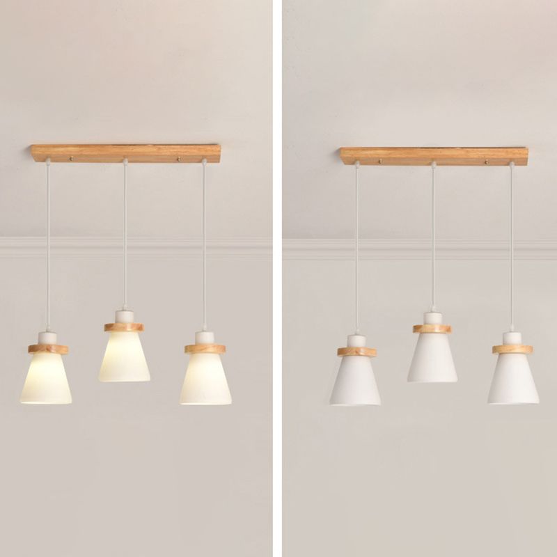 Cone Suspension Pendant Light Modern Wooden Dinning Room Pendant Light Kit in Wood