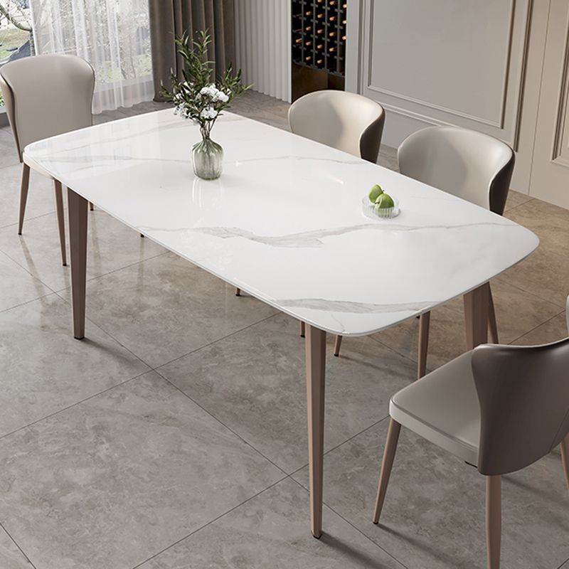 Modern Sintered Stone Dining Table Rectangle Table with 4 Legs for Home