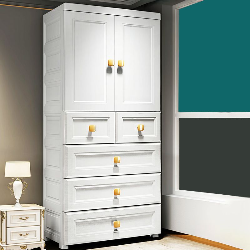 Contemporary Style Wardrobe Armoire Plastic Wardrobe Closet with Drawer and Door