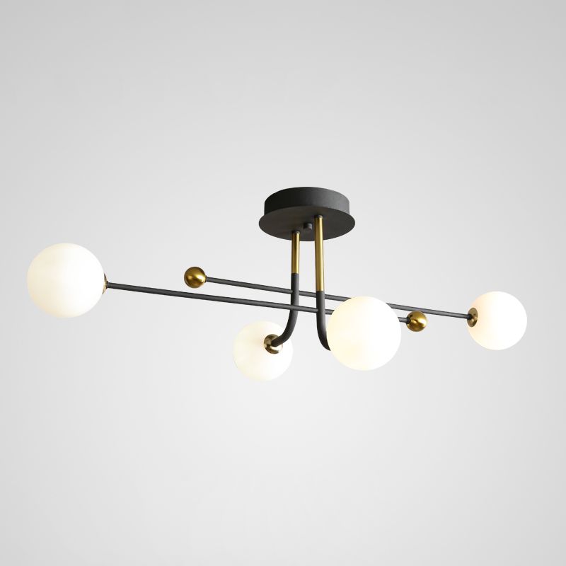Glass Round Ceiling Light Fixture Modern Style Semi Flush Ceiling Light