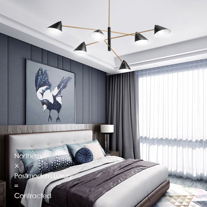 Sala da pranzo a sospensione Luce a sospensione semplice il lampadario nero apparecchiatura illuminazione con tonalità in metallo cono