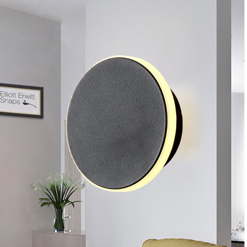 Black/White Disc LED Sconce Modernism Single Acrylic Wall Lighting Ideas in Warm/White Light