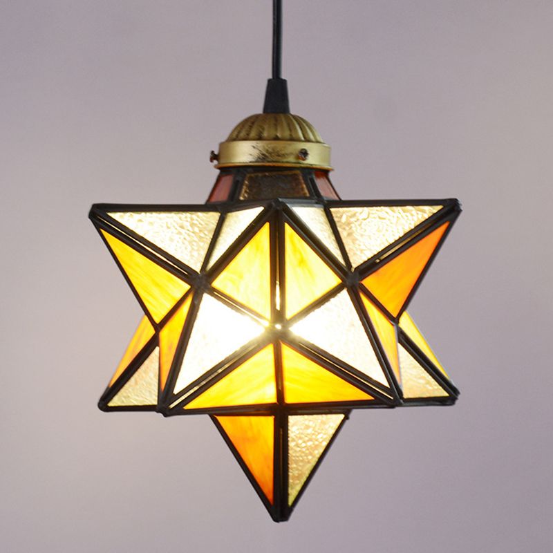 1 Light Pendant Light Tiffany Star Shade Icy Clear Glass Down Lighting Pendant