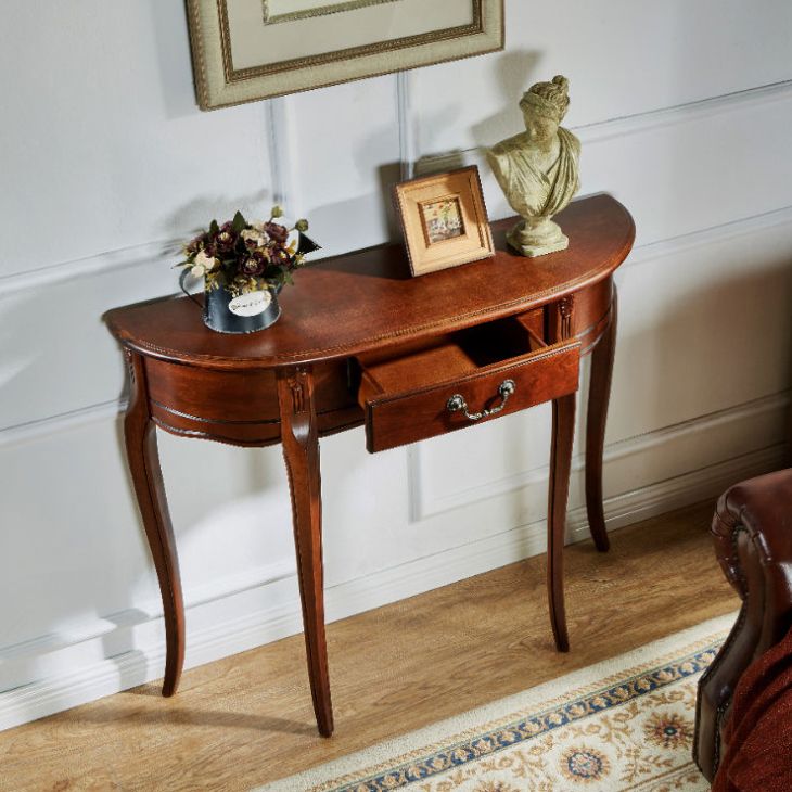 33.46" Tall Solid Wood Console Table 1-drawer Accent Table for Hall