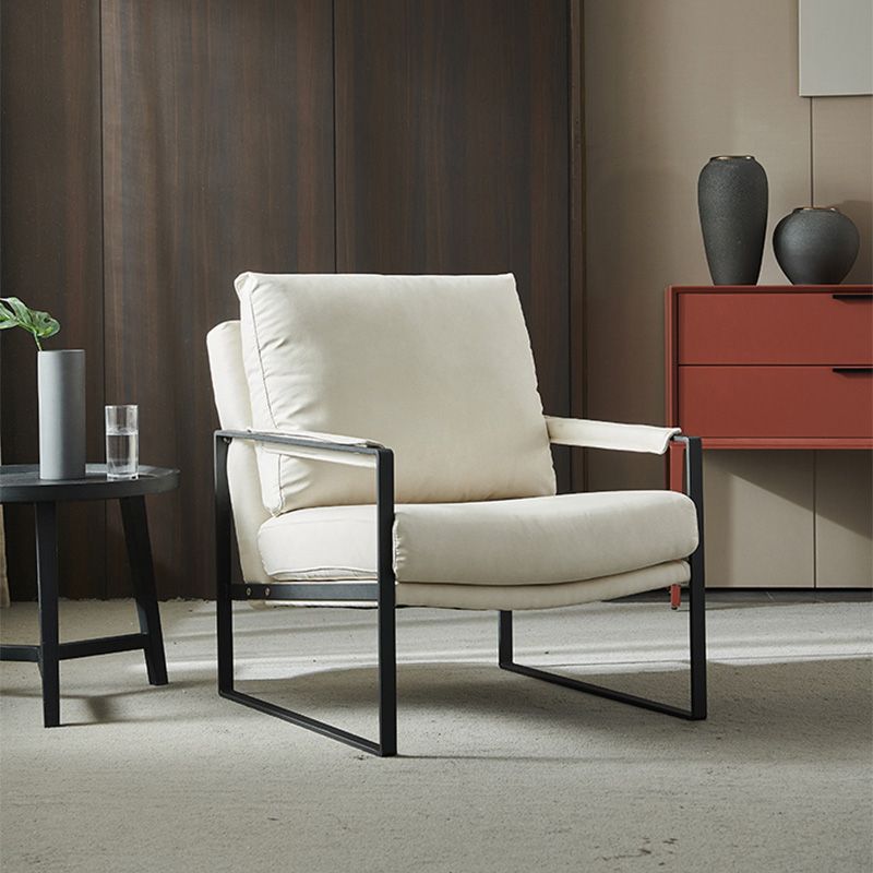 Solid Color Office Leather Arms Included with Cushion with Black Legs Armchair