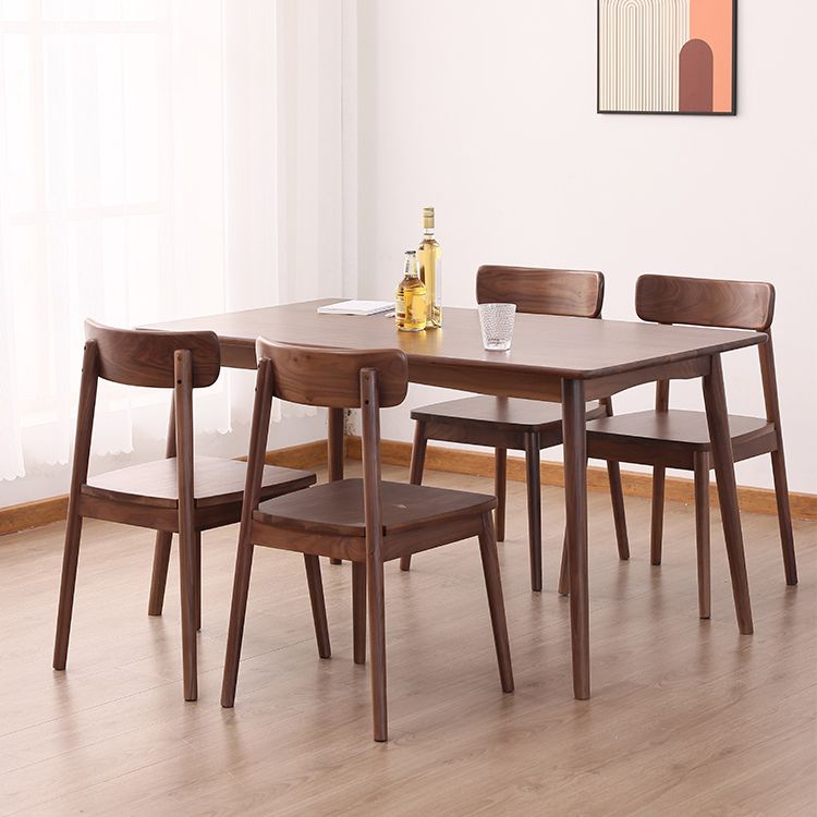 Brown Solid Wood Dining Set 1/4/5 Pieces Modern Dinette Set with Wooden Chairs