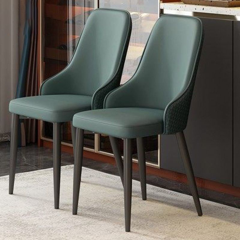 Contemporary Modern Metal Indoor-Outdoor Side Chair Solid Back Chair