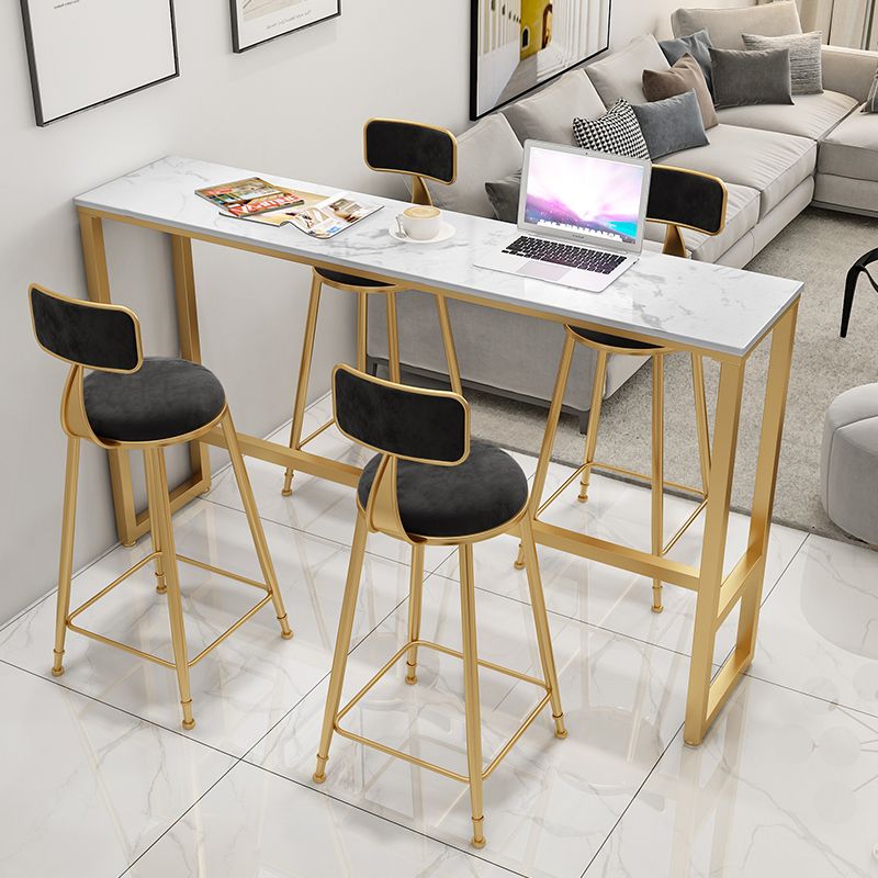 Scandinavian Footrest Counter Chair Low Back Round Upholstered Counter-height Stool