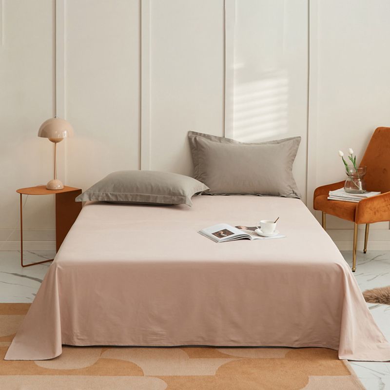Bed Sheet Pure Color Soft Cotton Breathable 1-Piece Fitted Sheet