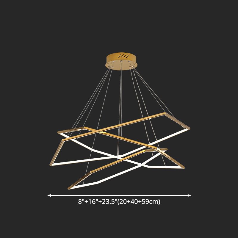 Fun di illuminazione a sospensione metallica geometrica ultra-moderna per soggiorno per soggiorno