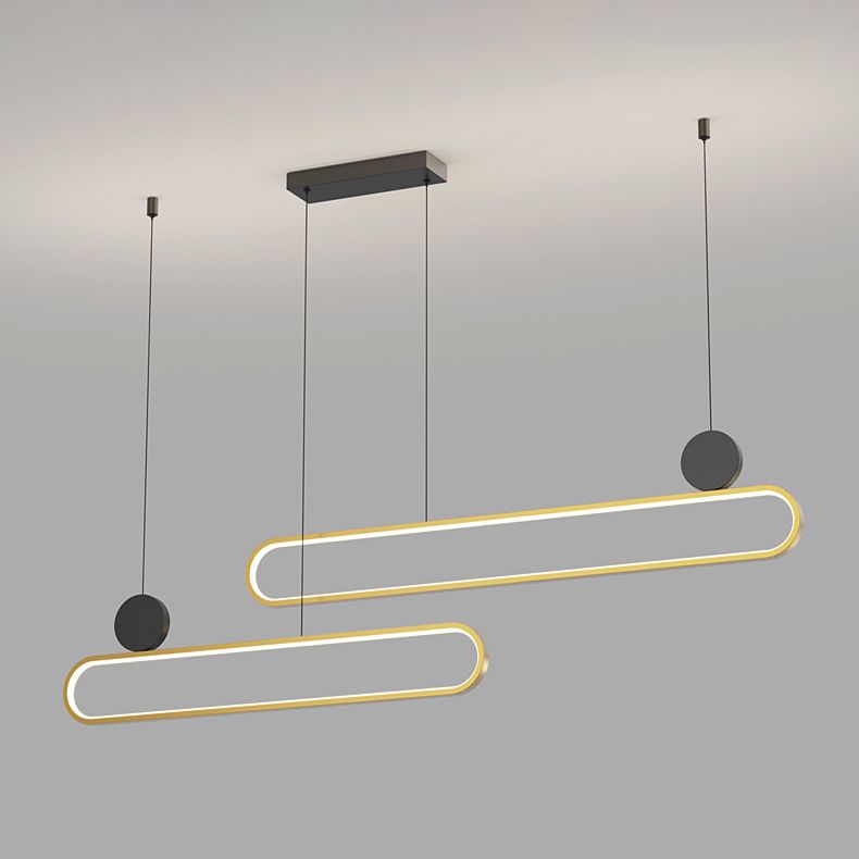 Luces de isla ovalada Modernismo Luz de la isla metal en oro para el comedor