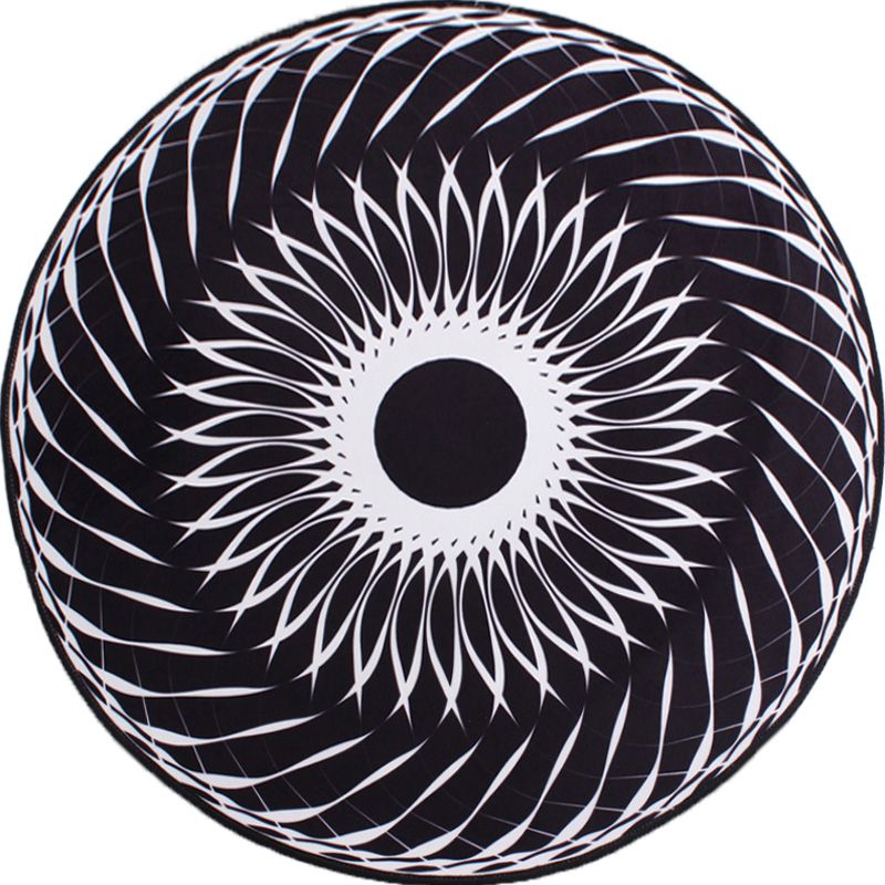 Black and White Moroccan Rug Polyester Flower Pattern Rug Pet Friendly Washable Anti-Slip Backing Carpet for Decoration