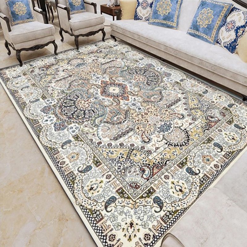 Blau Stammesdruckbereich Teppich Polyester Traditioneller Fläche Teppich nicht rutschfestem Teppich für Wohnkultur