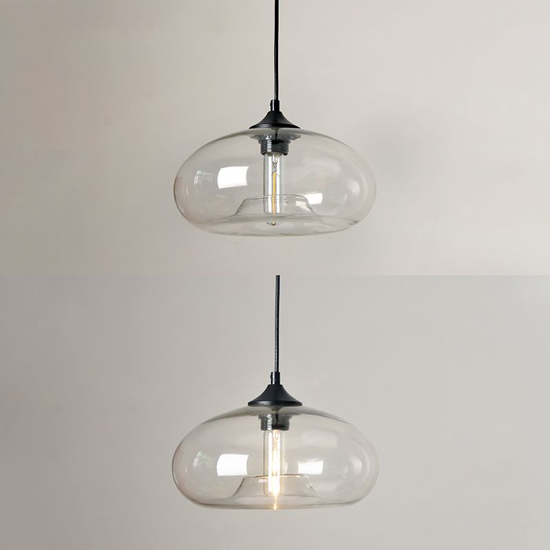 Moderne creatieve single hanging lamp smeedijzeren trommel hanglamp met glazen schaduw