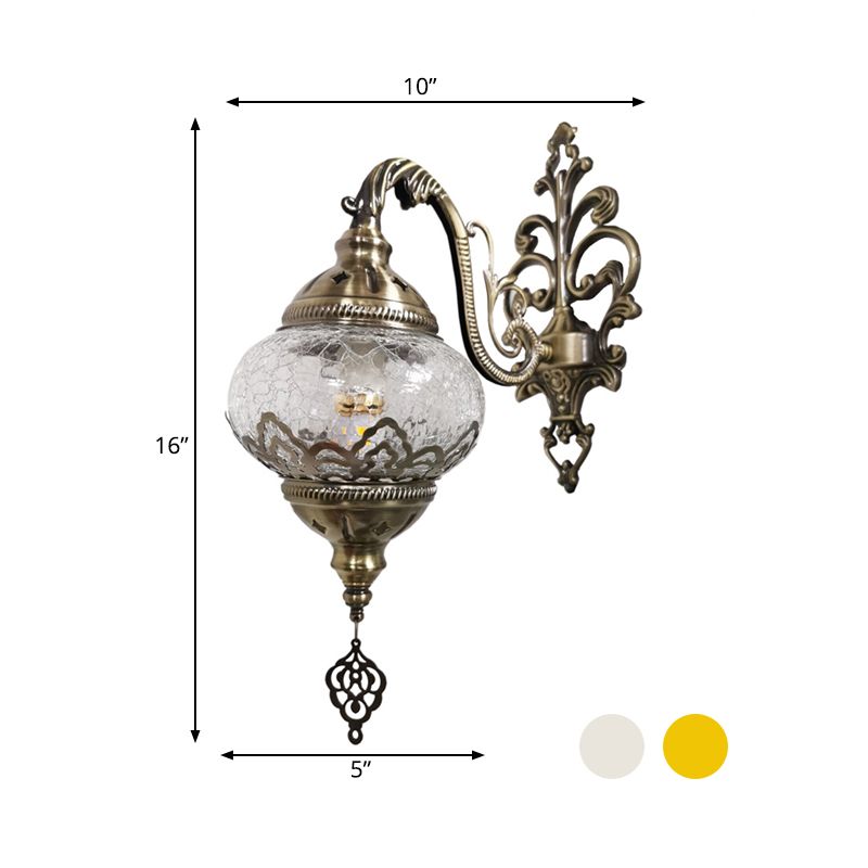 Applique boule traditionnelle, 1 ampoule, éclairage mural en métal, blanc/jaune, 5"/7" de large