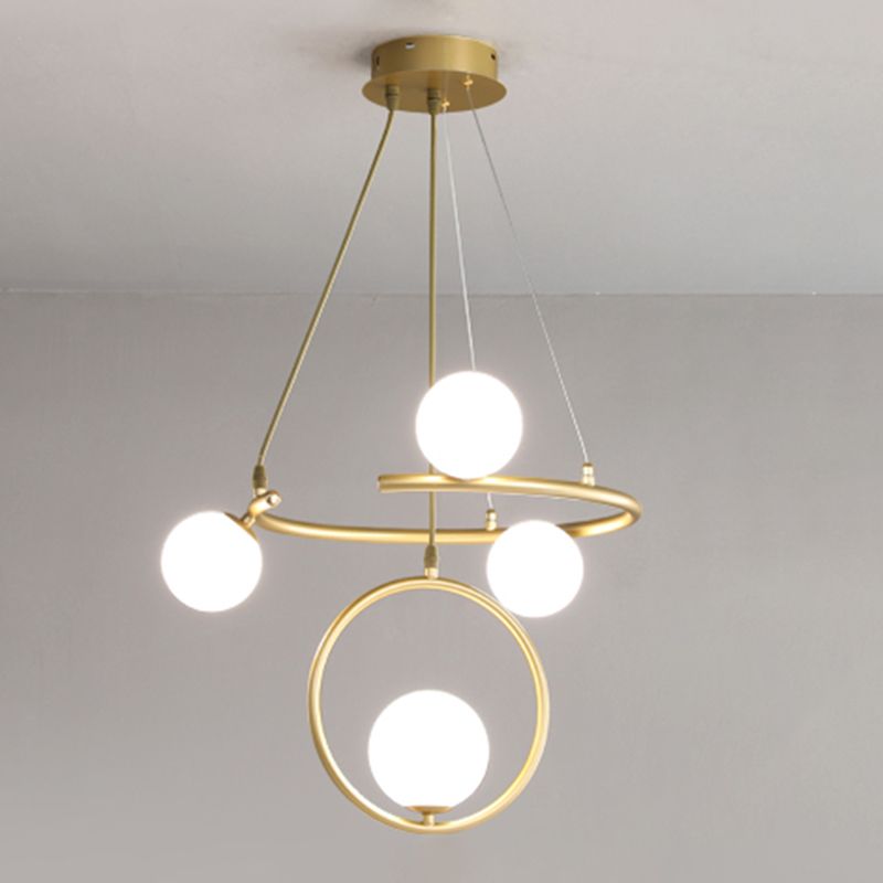 Glass Globe Pendant Light in Modern Creative Style Lacquered Iron Chandelier for Dining Room