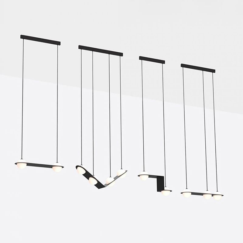 Modern Island Light Round Glass Shade Chandelier Light Fixture for Dining Room