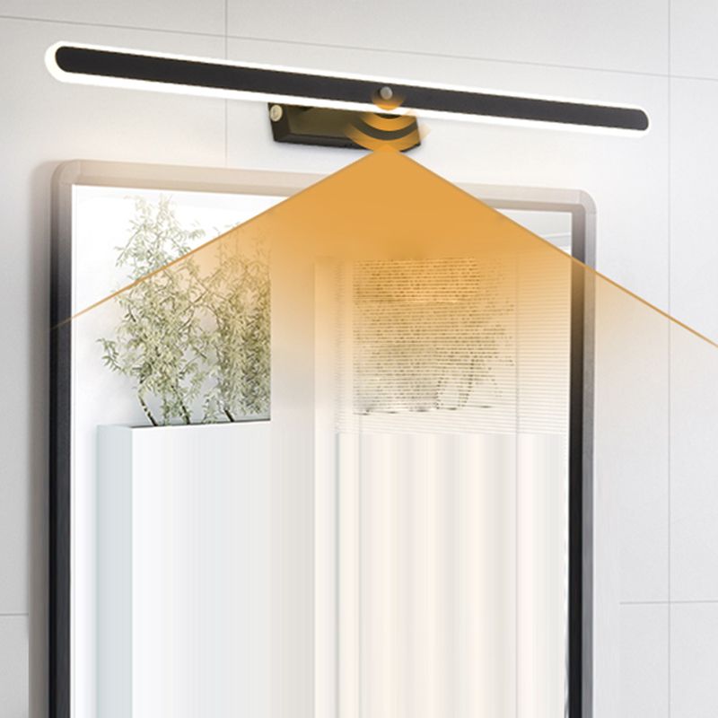 Modern Metal Vanity Light Black Straight LED Mirror Light for Bathroom