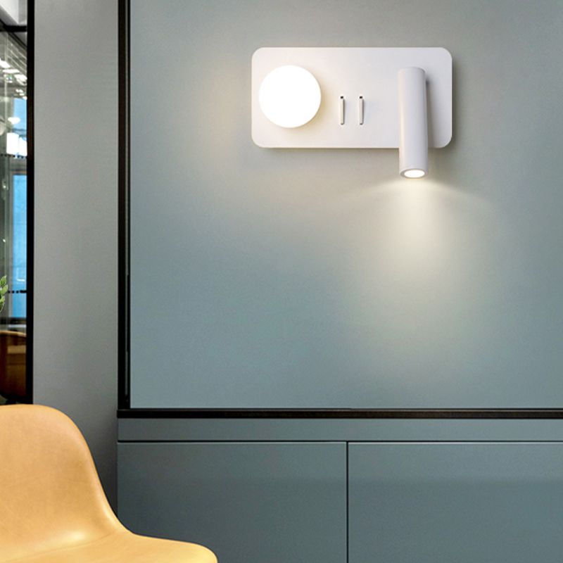 Modern LED Metal Wall Sconce Geometric Shape Wall Light with Acrylic Shade for Bedroom