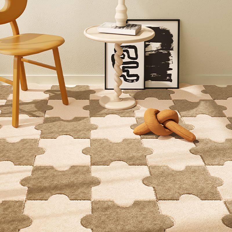 Modern Carpet Tiles Shag Puzzle Detail Color Block Carpet Tiles