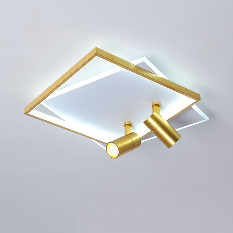 Plafonnier LED de luxe moderne en fer forgé carré encastré avec abat-jour en acrylique