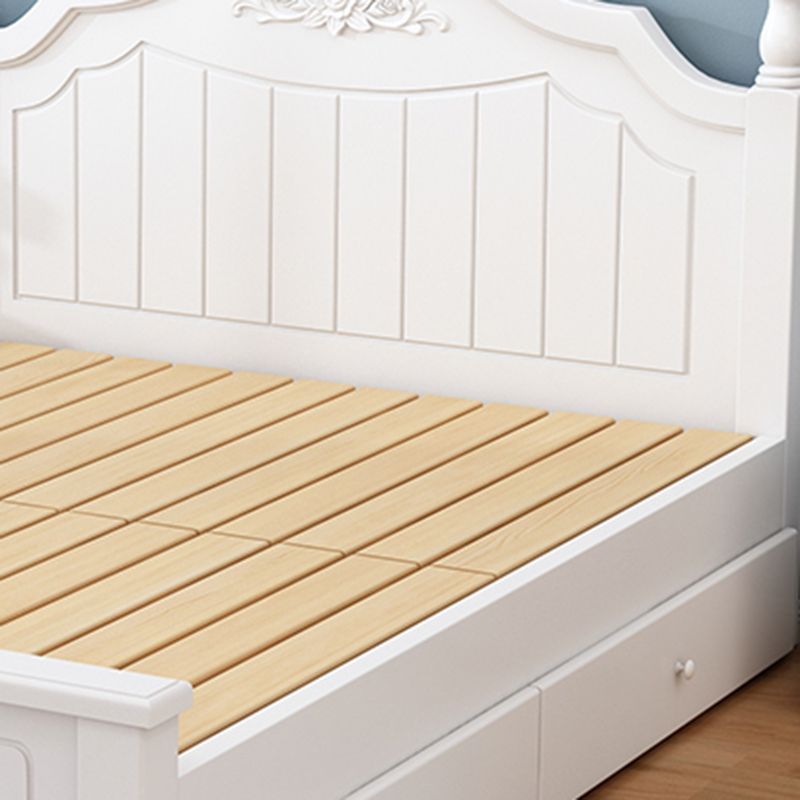 Solid Wood Standard Bed Contemporary White Bed with Panel Headboard