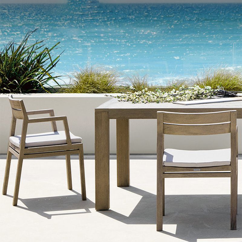 Modern Dining Chairs Teak With Arm Removable Cushion Outdoor Bistro Chairs