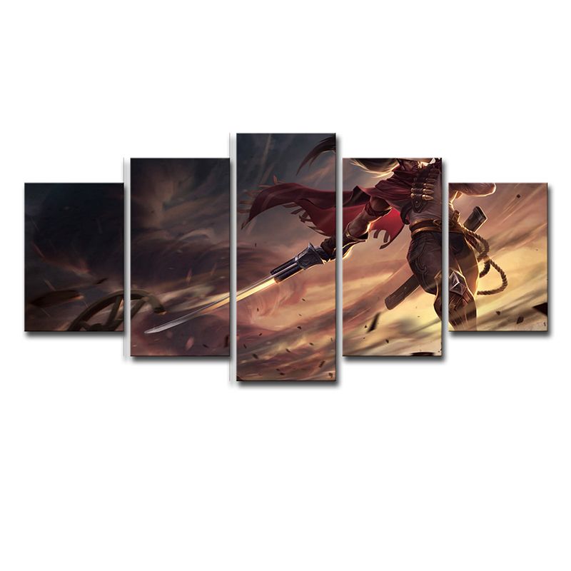 Magical League of Legends Canvas Print Boys Room Game Character Wall Art in Brown