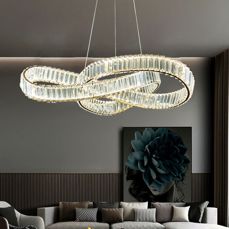 Light Luxury Style Chandelier Pendant Light Linear Crystal Hanging Light Fixtures