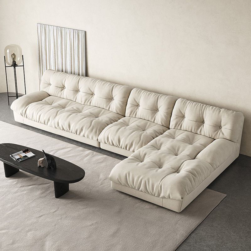 Armless Tufted Split-Back Sectional Sofa with Chaise L-Shape Sectionals Sofas