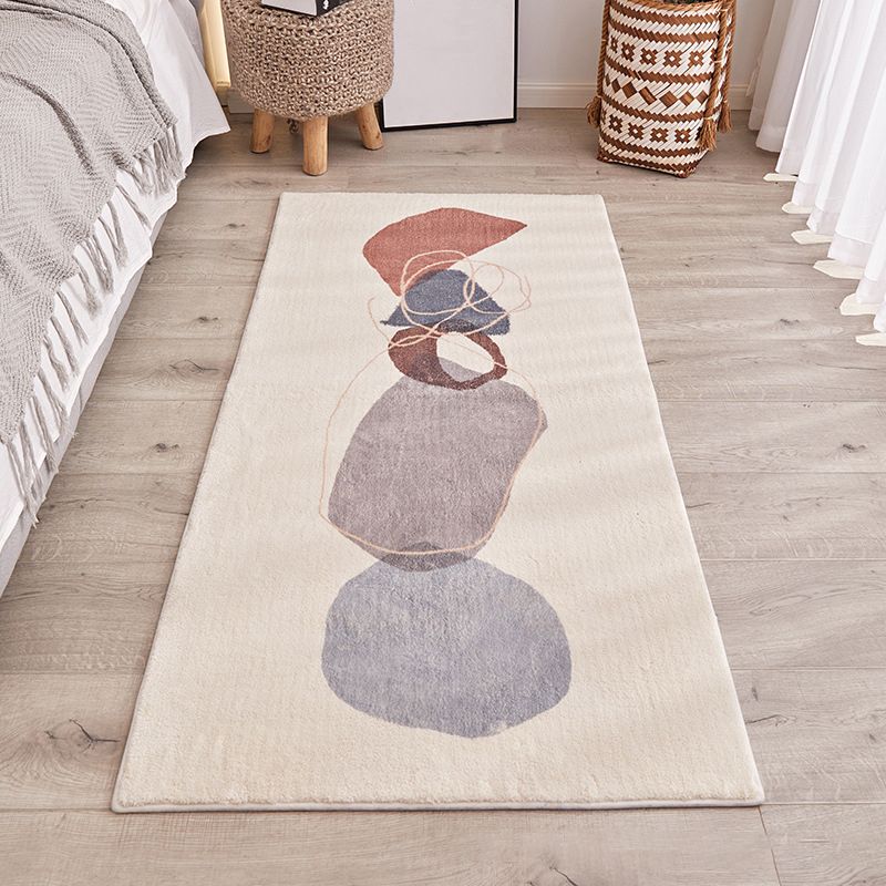 White Fish Area Carpet Polyester Modern Carpet Washable Carpet for Drawing Room