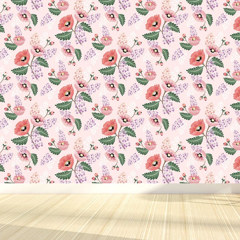 Modern Floral Pattern Mural Wallpaper for Bedroom Personalized Wall Decor in Soft Color
